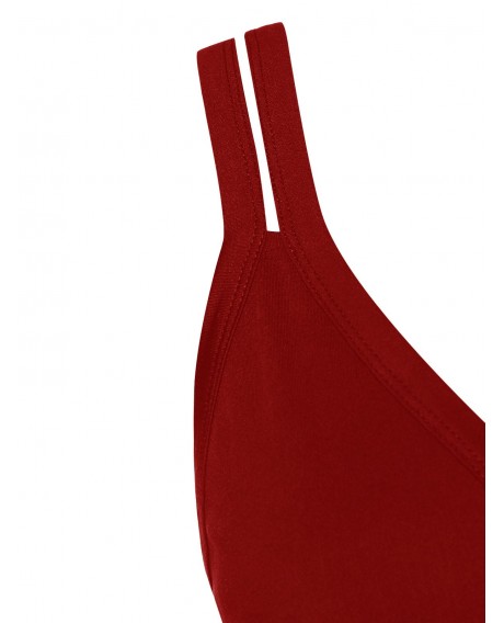 Plus Size Criss Cross Asymmetrical Cami Top - Red Wine L