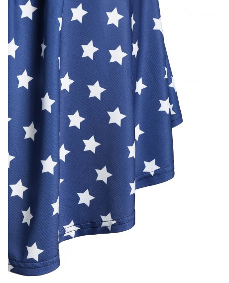 Plus Size Sequined Cami American Flag Print Tank Top - Cobalt Blue L