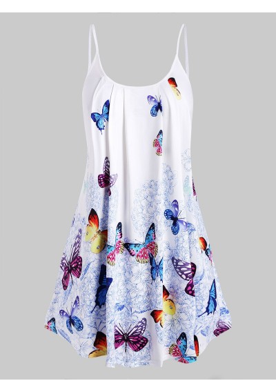 Plus Size Butterfly Print Cami Top - White 2x