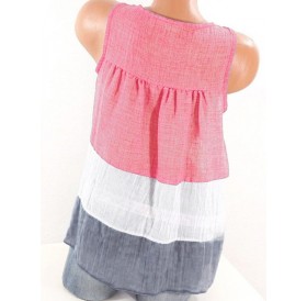 Plus Size Color Block Lace Crochet Tank Top - Red 2x