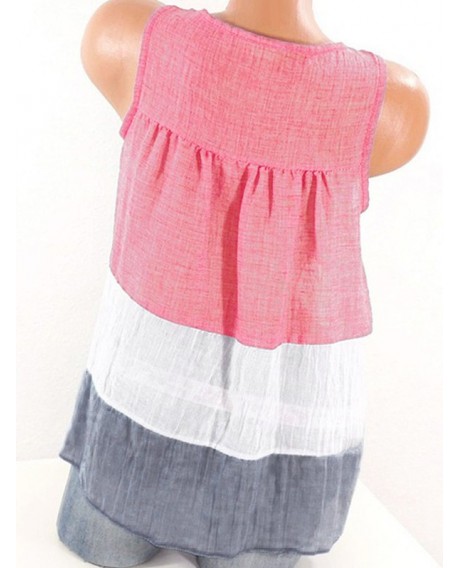 Plus Size Color Block Lace Crochet Tank Top - Red 2x