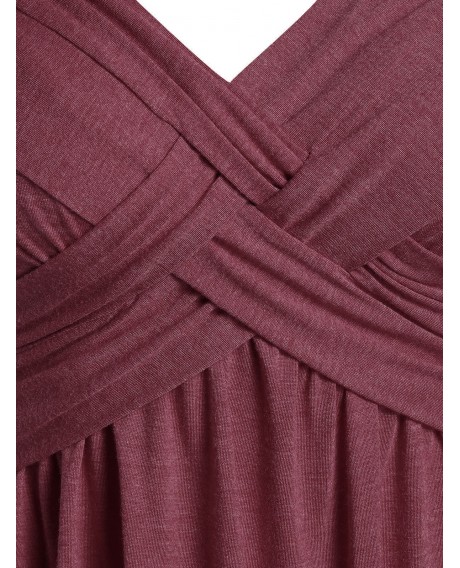 Plus Size Space Dye Tunic Flare T Shirt - Red Wine 2x