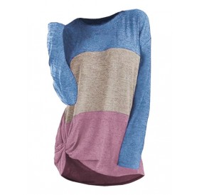 Plus Size Colorblock Twisted Drop Shoulder T-shirt -  L