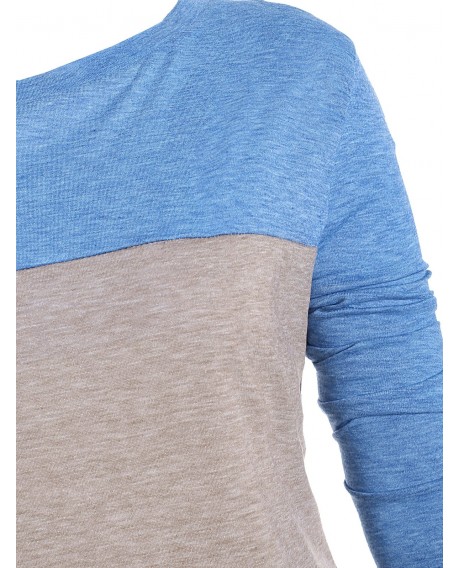 Plus Size Colorblock Twisted Drop Shoulder T-shirt -  L