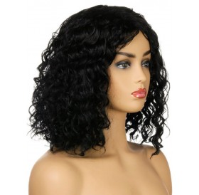 Synthetic Afro Curl Medium Center Part Wig - Black