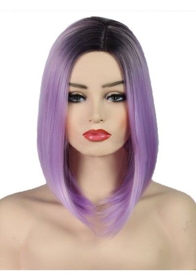 Side Part Straight Synthetic Long Ombre Wig - Blossom Pink 14inch