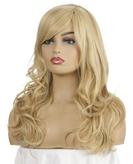 Synthetic Long Side Part Body Wave Wig - Sun Yellow