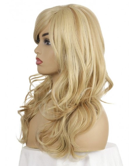 Synthetic Long Side Part Body Wave Wig - Sun Yellow