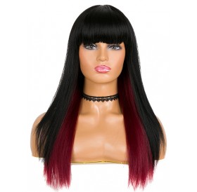 Synthetic Full Bang Ombre Long Straight Party Wig -
