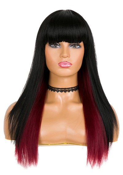 Synthetic Full Bang Ombre Long Straight Party Wig -