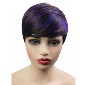 Mixed Short Pixie Cut Straight Synthetic Wig -