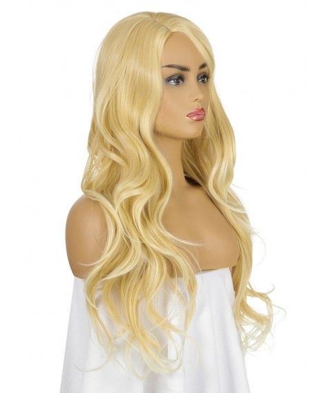 Solid Side Part Long Straight Synthetic Wig - Sun Yellow