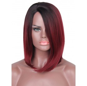 Straight Side Part Synthetic Short Hair - Red Wine 10inch