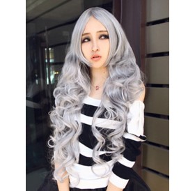 Chic Cosplay Synthetic Long Curly Wig - Gray