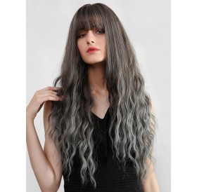 Ombre Full Bang Long Wavy Synthetic Wig -