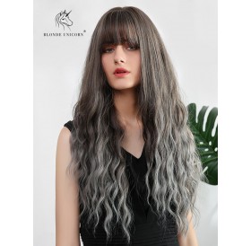 Ombre Full Bang Long Wavy Synthetic Wig -