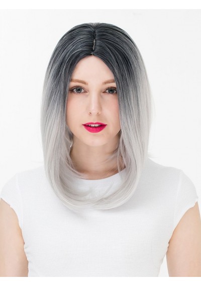 Women\'s Colorful Highlights Natural Straight Hair Wig Ladies Casual Short Wig - #003