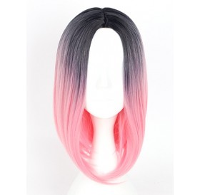 Women's Colorful Highlights Natural Straight Hair Wig Ladies Casual Short Wig - #001
