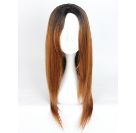 Women\'s Fashion Long Straight Highlights Hair Wig Colorful Casual Party Wig - #003