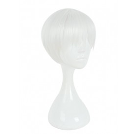 Men's White Short Fake Fringe Hair Cosplay Wig Casual Wigs - White