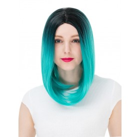 Women\'s Colorful Highlights Natural Straight Hair Wig Ladies Casual Short Wig - #004