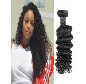 Brazilian Virgin Human Hair Extensions Deep Wave Single Bundle - Natural Black 22inch
