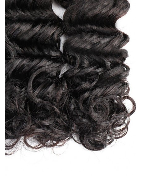 Brazilian Virgin Human Hair Extensions Deep Wave Single Bundle - Natural Black 22inch