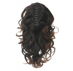Short Loose Wave Clip Synthetic Hair Piece - Coffee