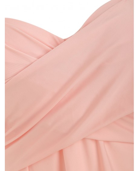 Criss Cross Underwire Skirted One-piece Swimwear - Pink S
