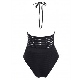 Halter Neck Padded Swimwear - Black L