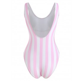 Stripe High Cut One-piece Swimwear -  L