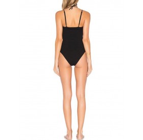 Strappy Lace Up One-piece Swimsuit - Black Xl
