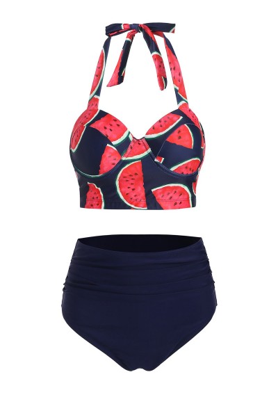 Watermelon Print Cut Out Bikini Set -  M