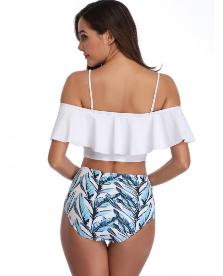 Detachable Straps Floral Print Bikini Set - White Xl