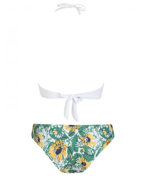 Sunflower Hollow Out Halter Bikini Set - White S