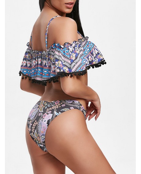 Printed Layered Cami Bikini Set -  M