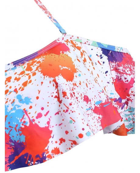 Paint Splatter Ruffle Bikini Set -  S