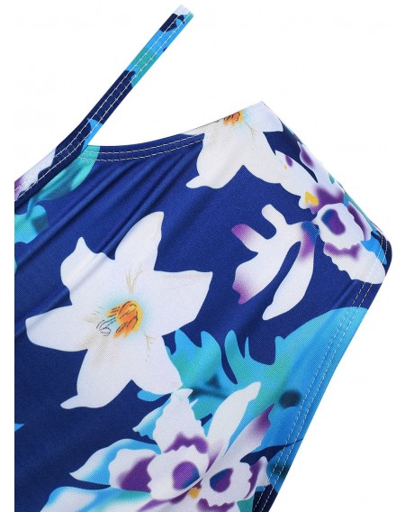 Cut Out Tiered Floral Print Bikini Set -  M