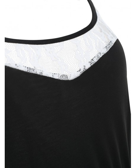 Lace Panel Casual Cami Dress - Black S
