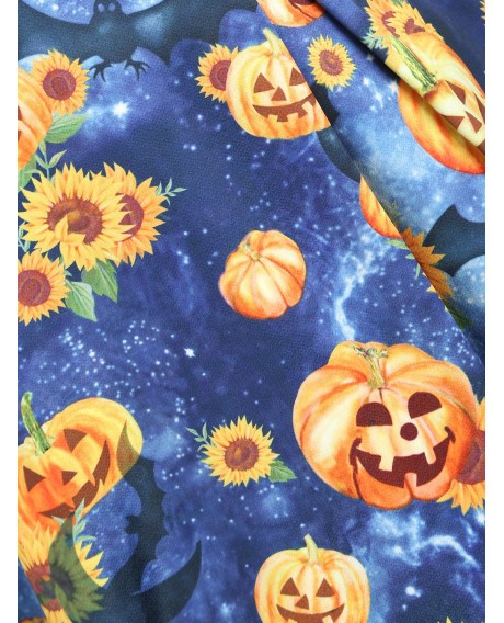 Halloween Sunflower Pumpkin Lace Up Cami Dress -  S