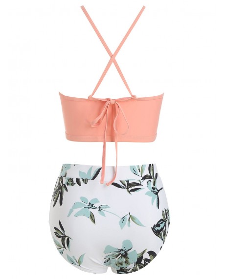 Floral Cami Mix and Match Tankini Swimwear - Deep Peach L