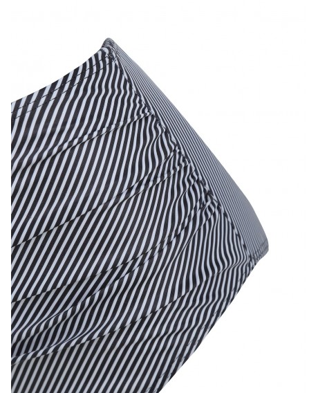 Striped Conch Print Padded Tankini Set - White 3xl