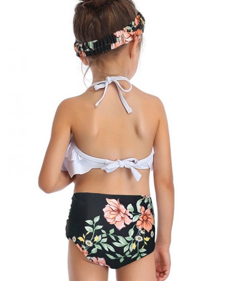 Floral Print Tiered Overlay Family Swimsuit - White Kid 3t