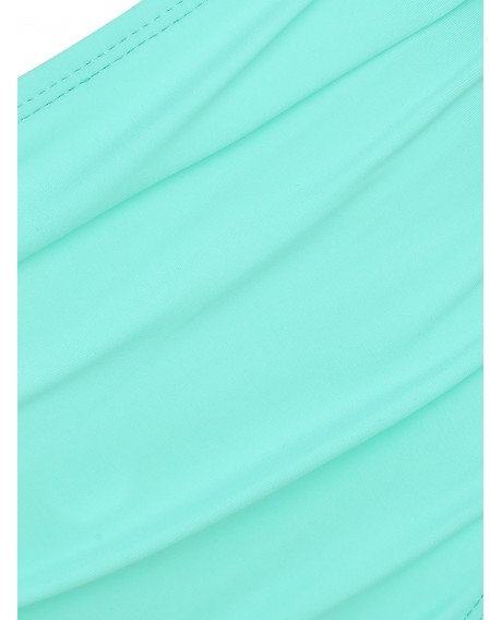 Seahorse Print Overlay Padded Tankini Swimsuit - Turquoise 2xl