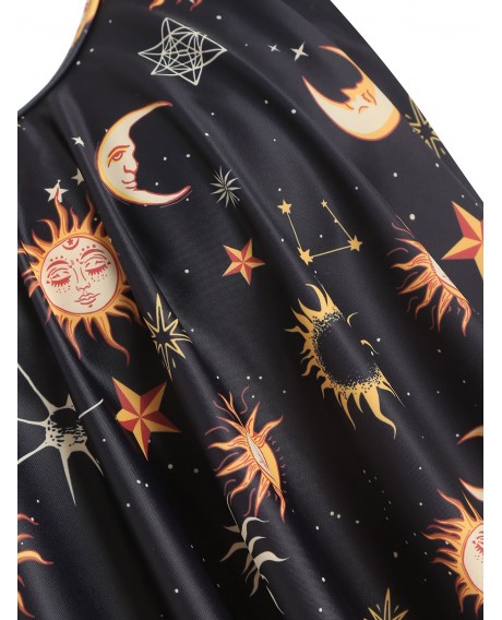 Sun Stars Moon Flounce High Waisted Tankini Swimsuit -  S
