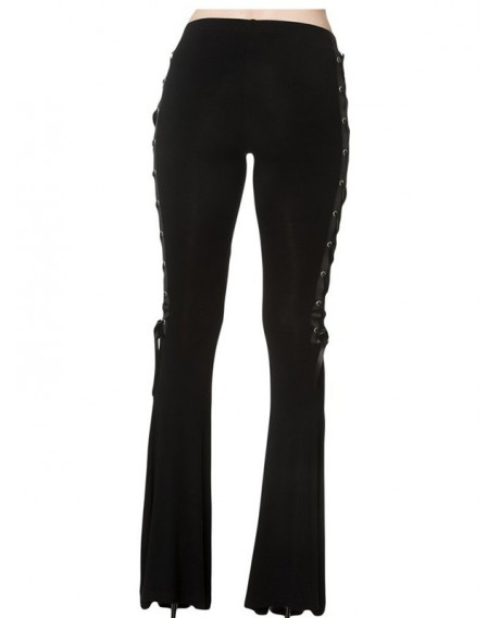 DT0058 Casual Solid Color Slim Side Wide-leg Pants for Women - Black S