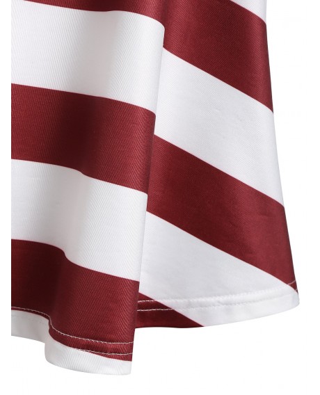 American Flag Print Tunic U Neck Tank Top - Red Wine M