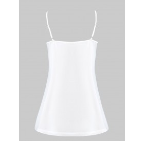 Lace Panel Flower Cami Top - White M