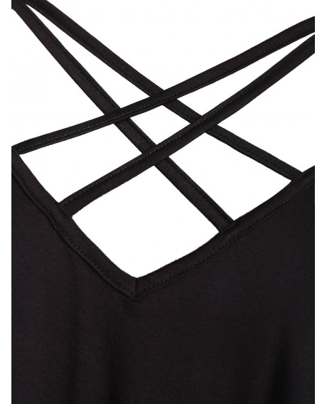 Criss Cross Asymmetric Cami Top - Black L