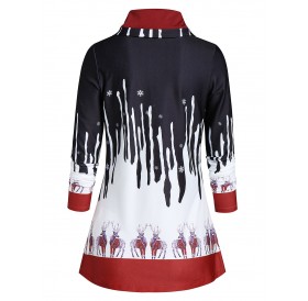 Christmas Printed Cowl Neck Long Sleeve T Shirt - Multi-a M
